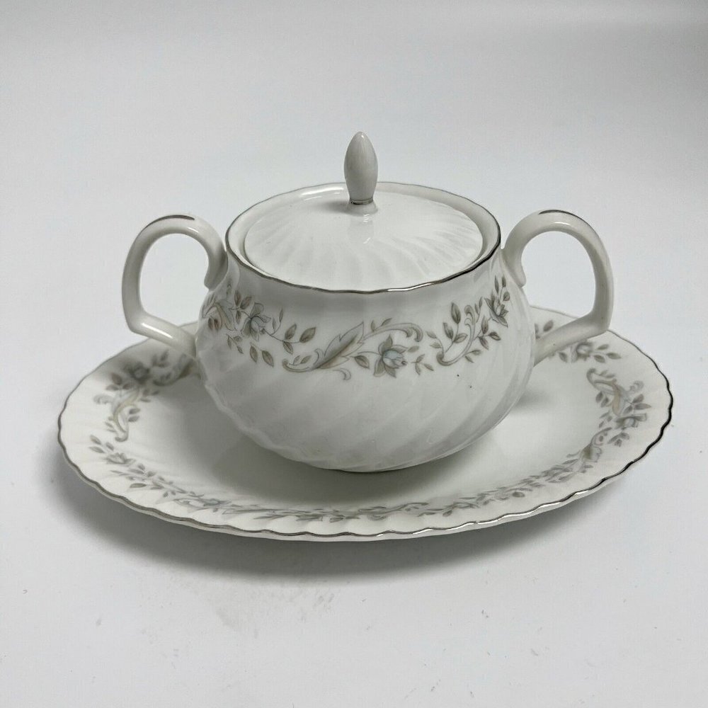 Set of 2 Mikasa Fine China Monte Carlo 470 Japan Oval Plate, Sugar Bowl